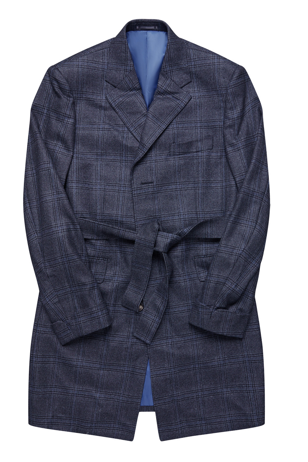 The Riverina Blue Check Plaid Wool Overcoat