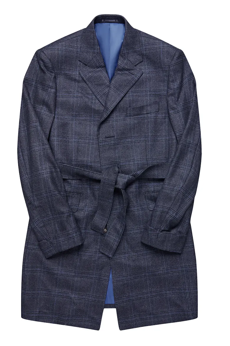 The Riverina Blue Check Plaid Wool Overcoat