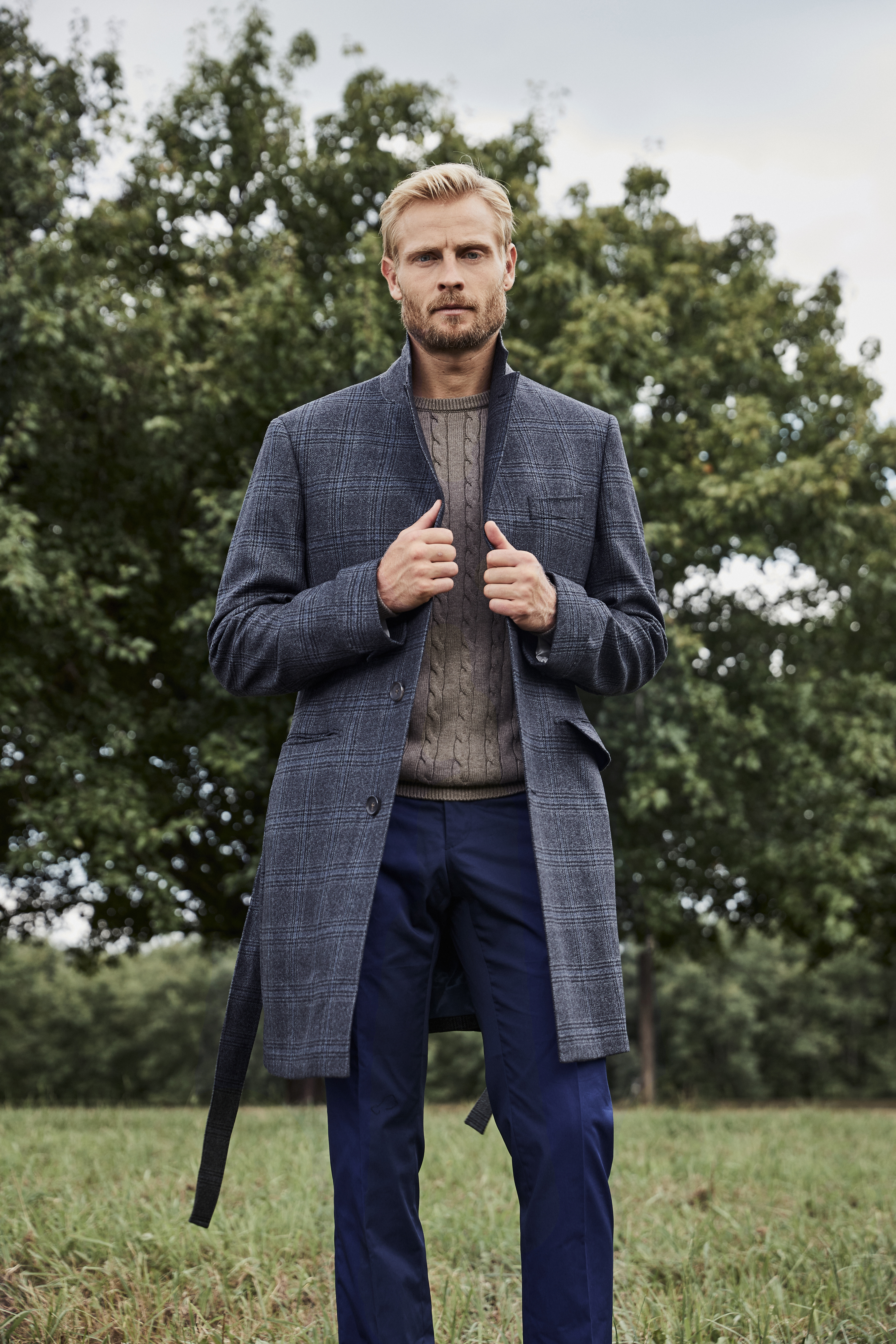 Mens check wool on sale overcoat