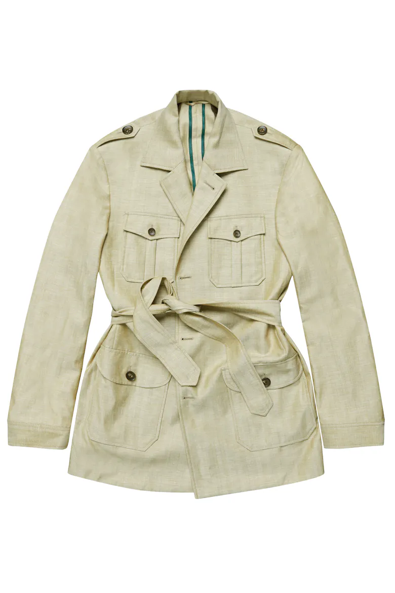 The Grampians Beige Wool-Linen Safari Jacket