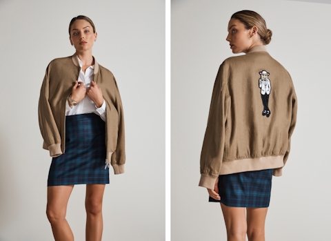 Drewes Khaki Linen Bomber