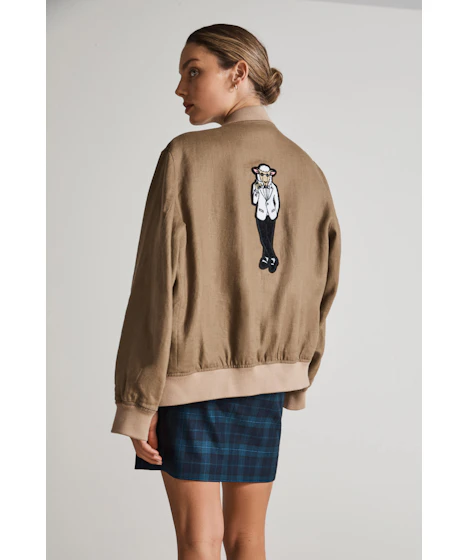 Drewes Khaki Linen Bomber — photo 1