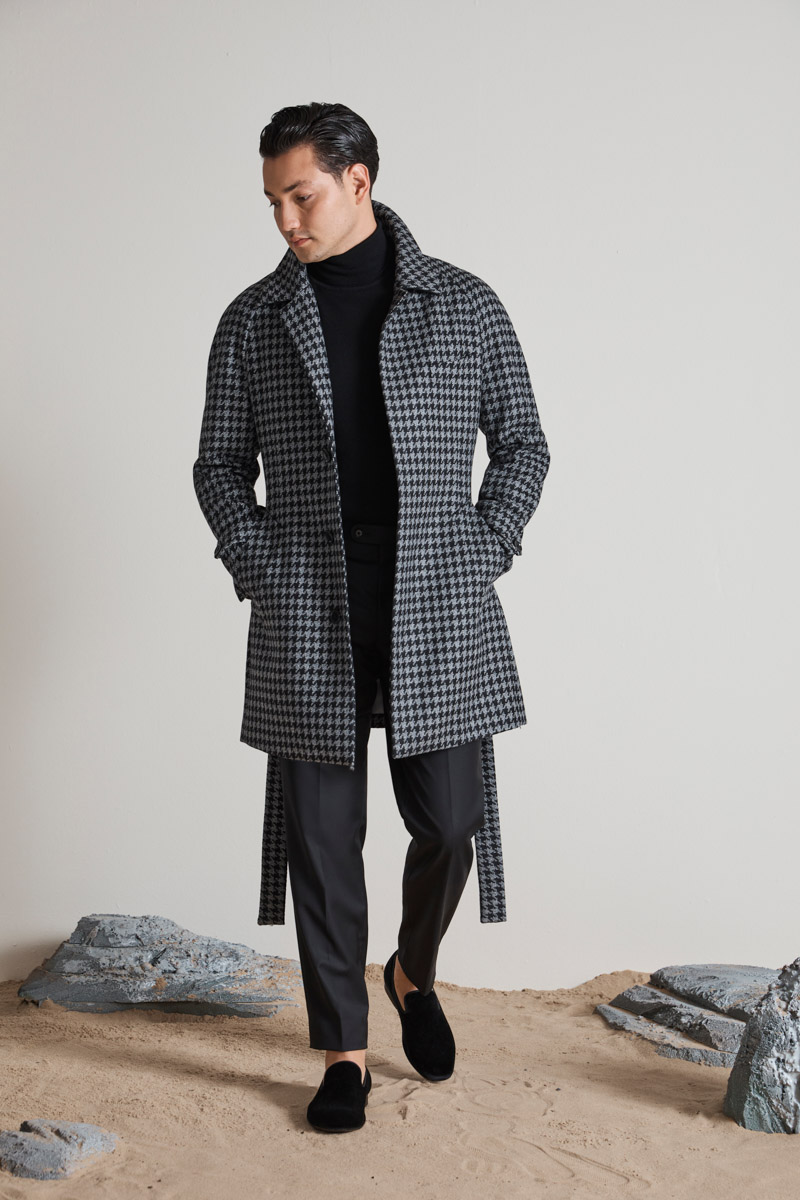 Houndstooth wool coat on sale mens