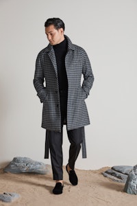 Kaito Houndstooth Wool Overcoat