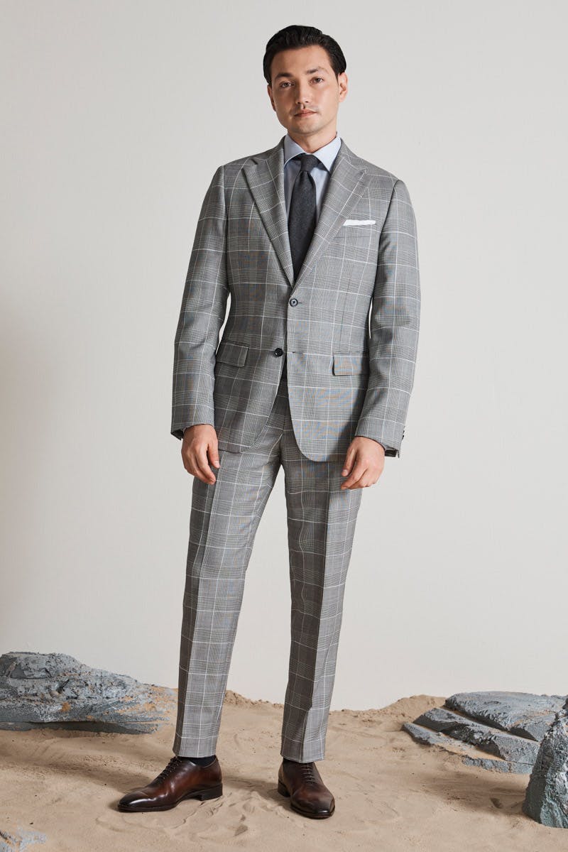 Takashi Glenplaid Grey Wool Suit Men's Custom Suit InStitchu