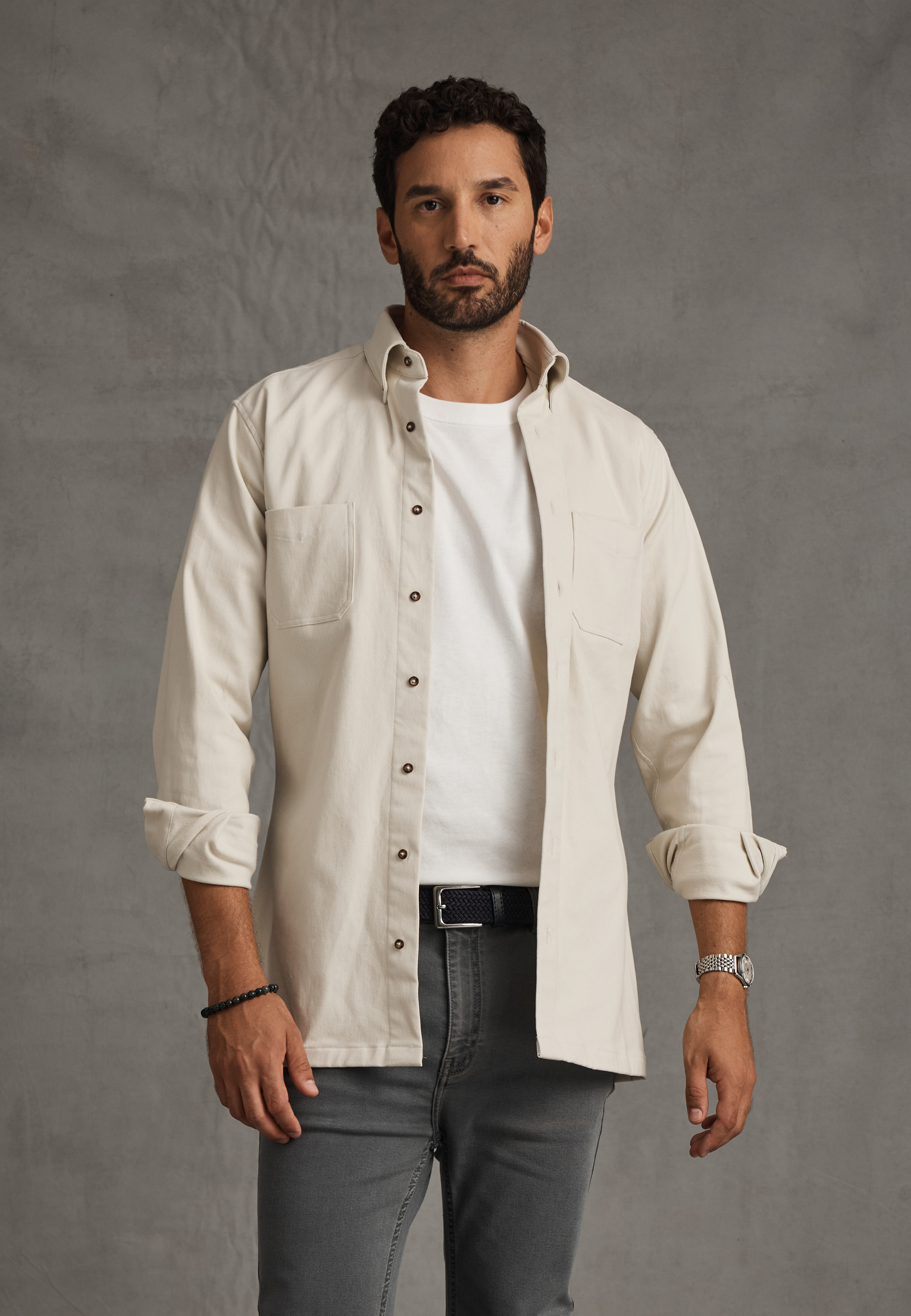 Broadway Cream Cotton Overshirt