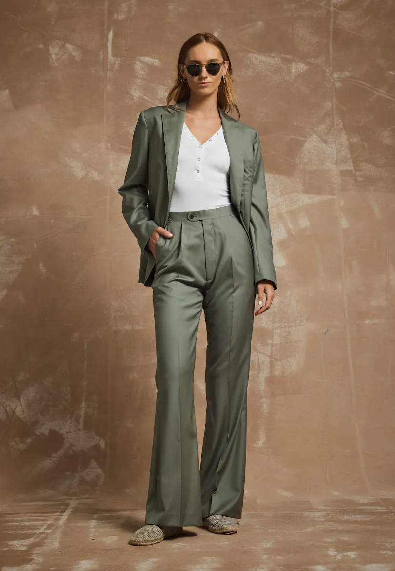 Wilshire Green Wool Pants