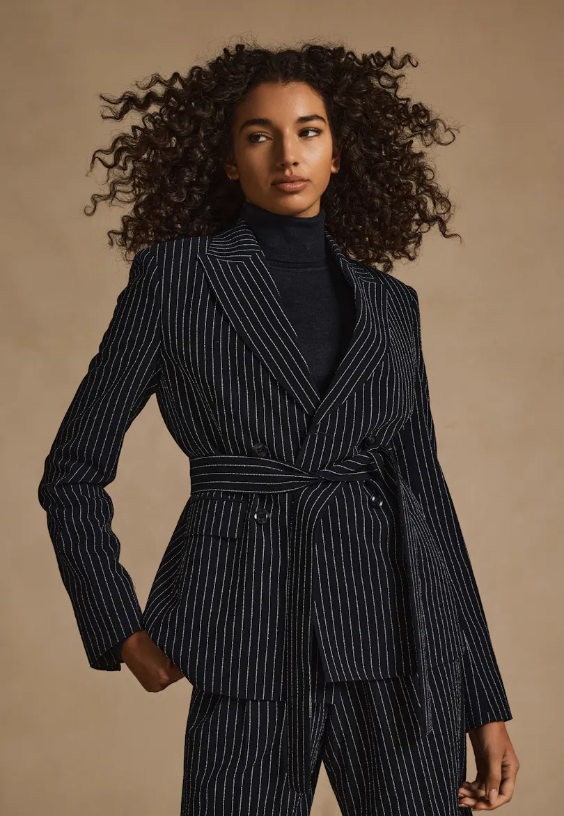 Emil Navy Pinstripe Wool Blend