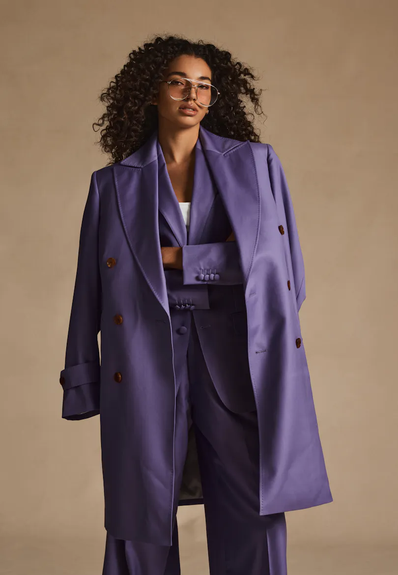 Lorenz Purple Merino Wool Overcoat