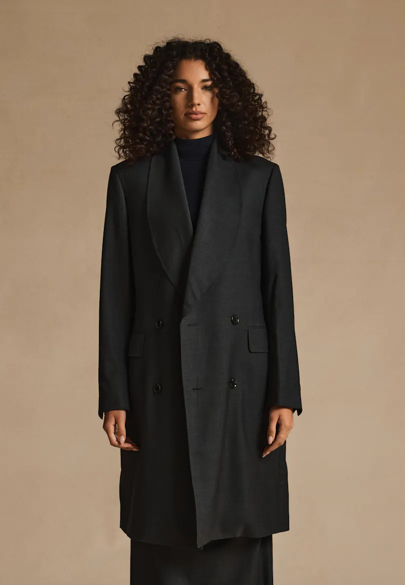 Nora Charcoal Merino Wool Overcoat