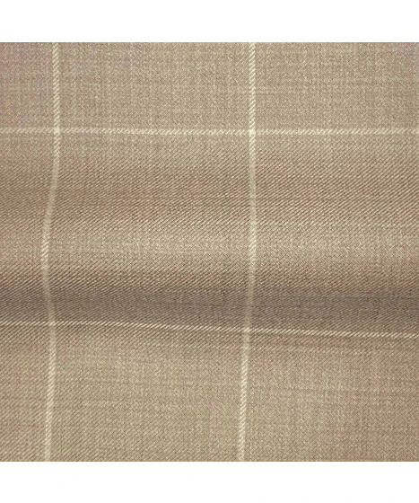 InStitchu Collection The Treviso Beige Windowpane Wool Pants