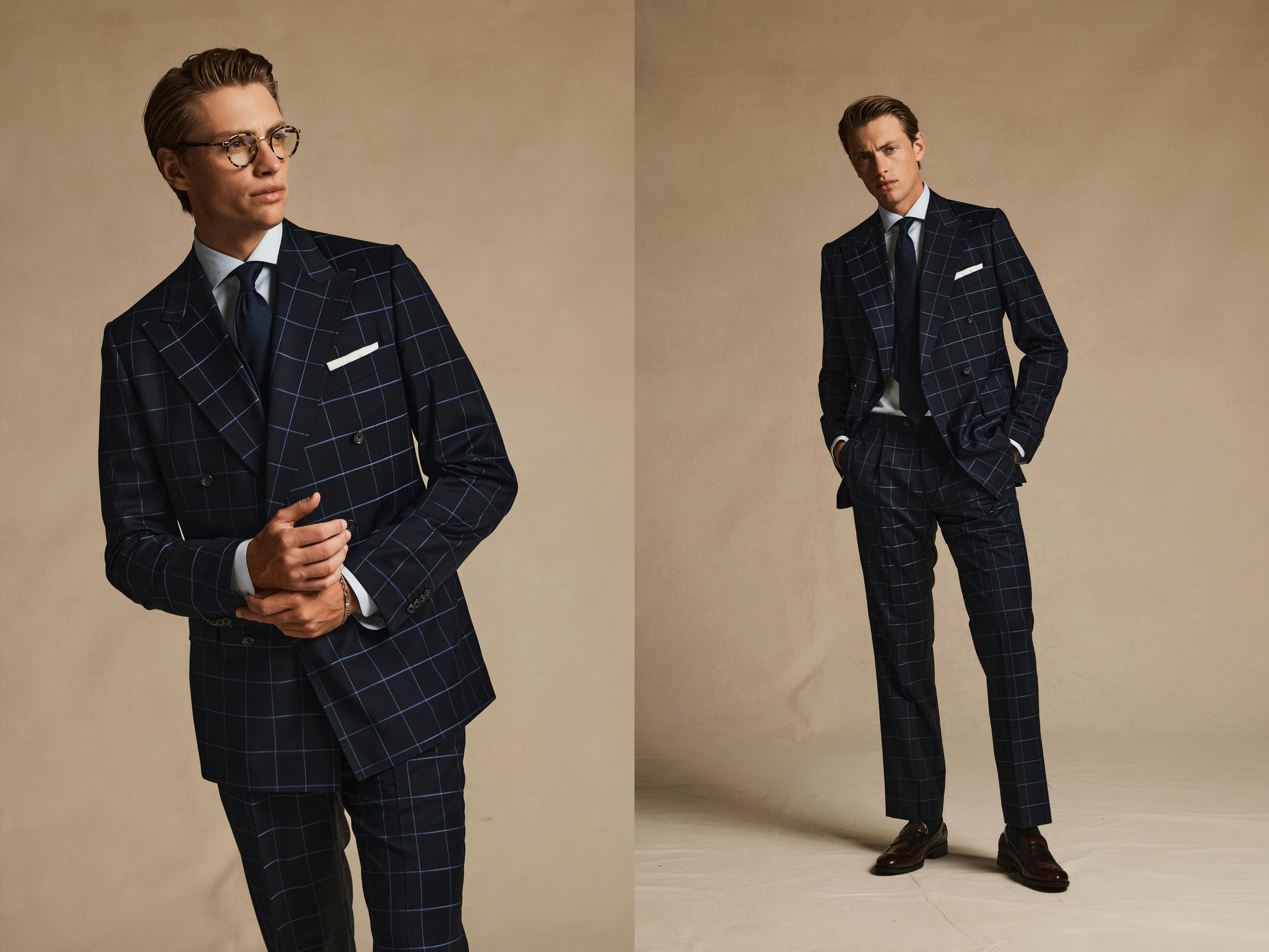 Valmont Navy Check Wool Blend Suit