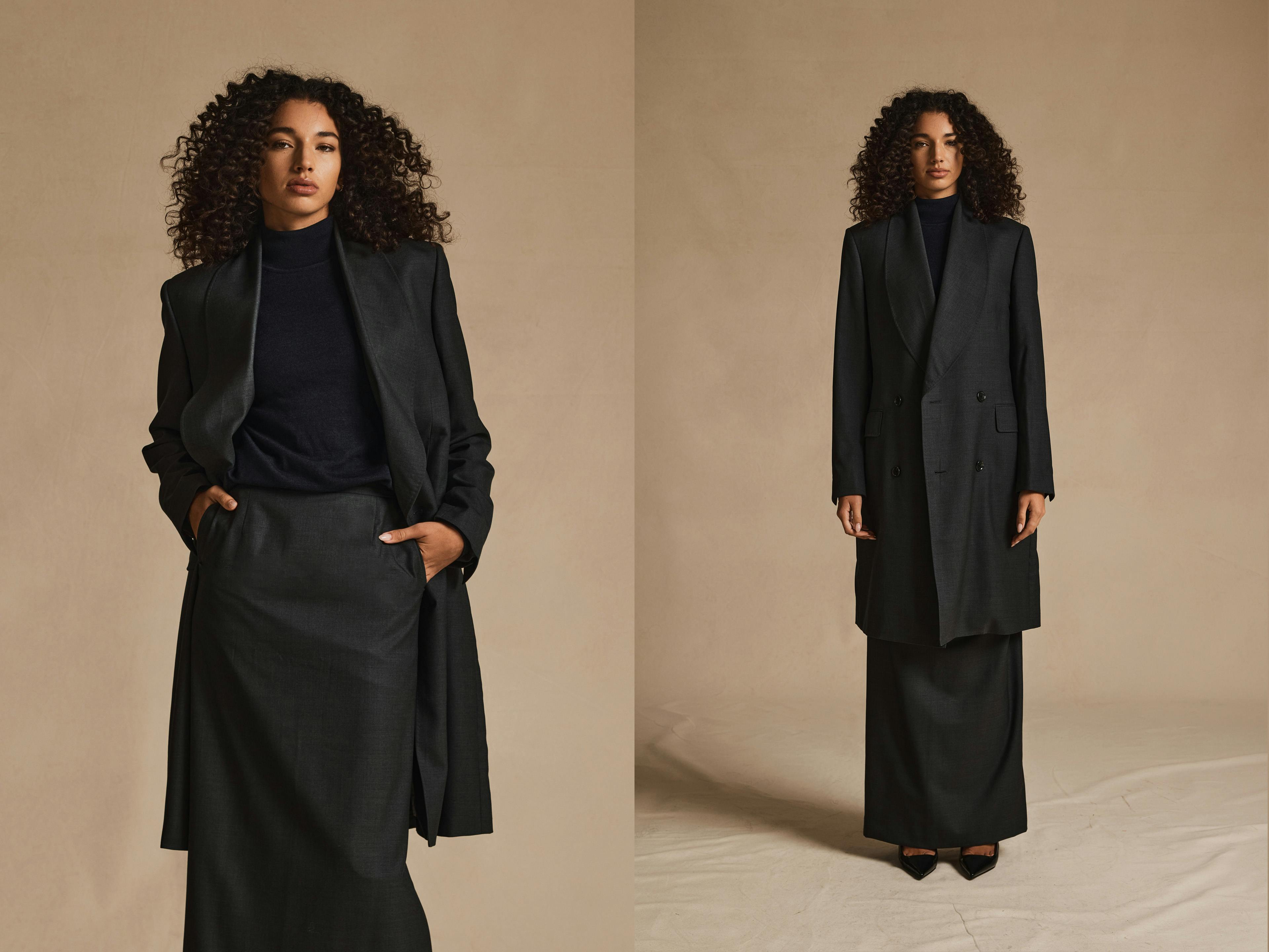 Nora Charcoal Merino Wool Overcoat