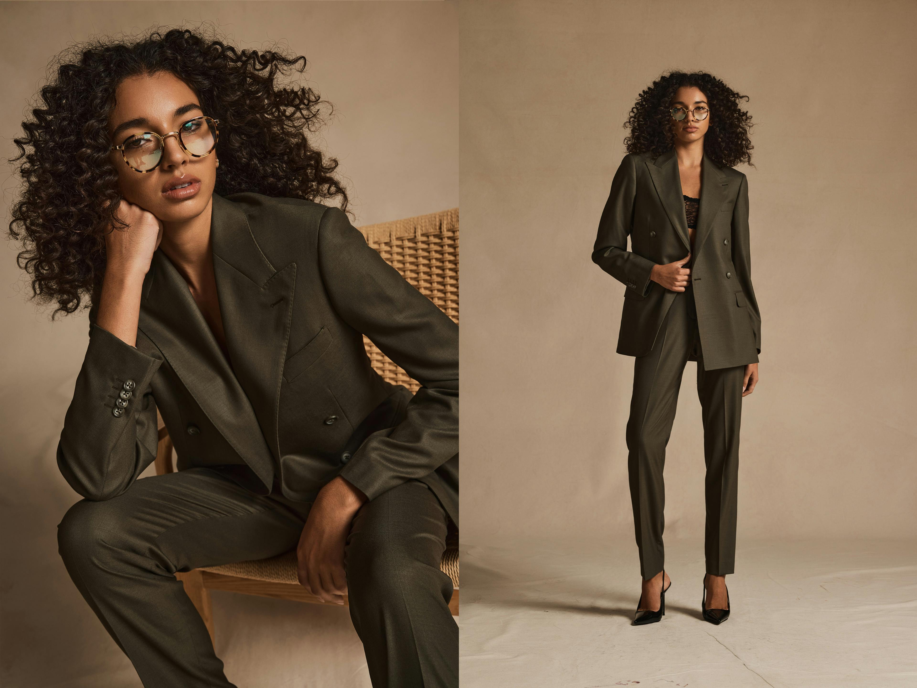 Elise Green Wool Blend Suit