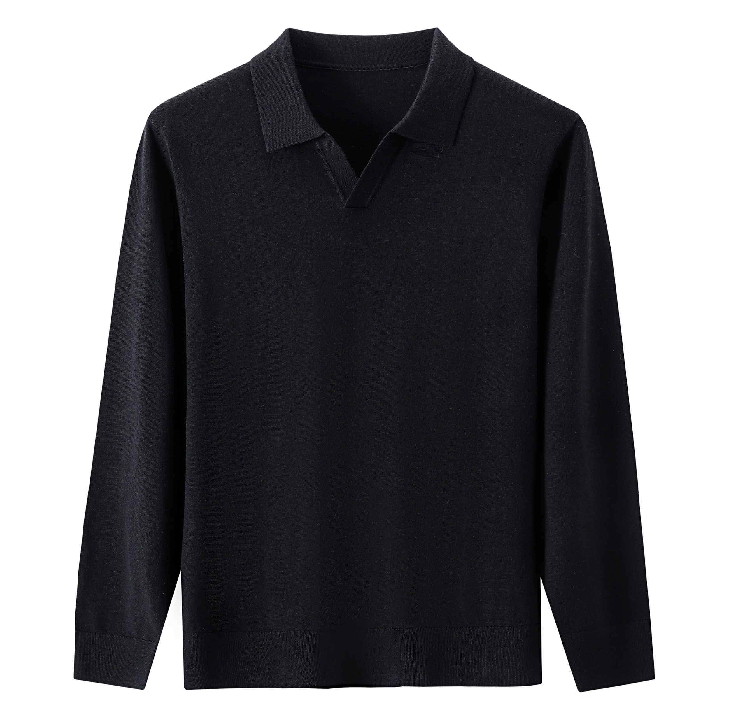 Black Polo Open Collar Knit