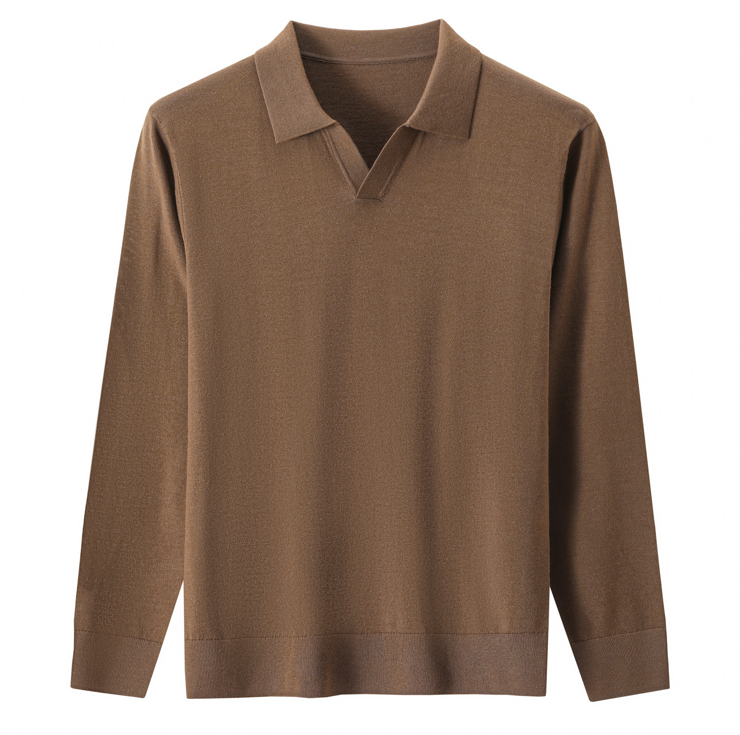 Brown Polo Open Collar Knit
