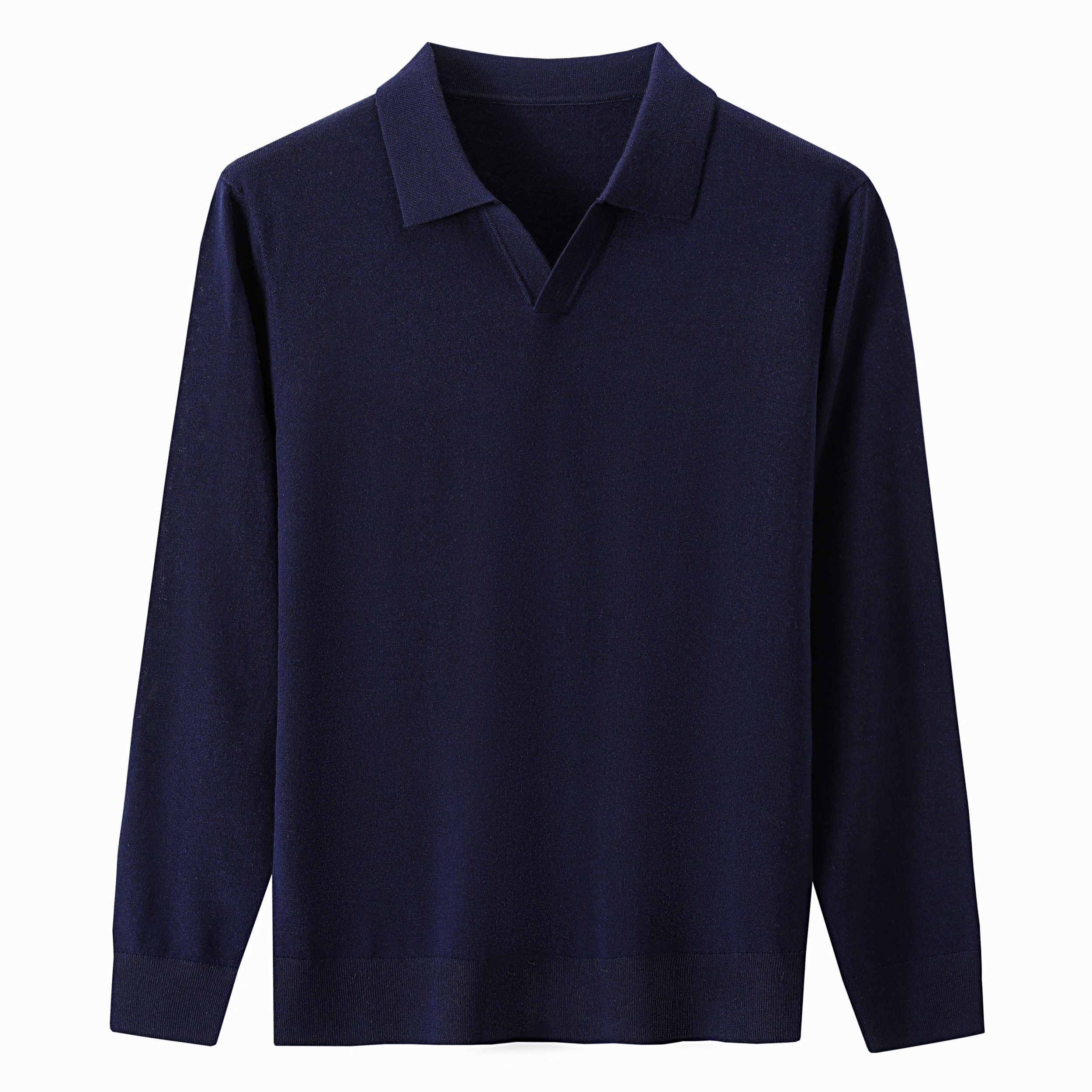Navy Polo Open Collar Knit