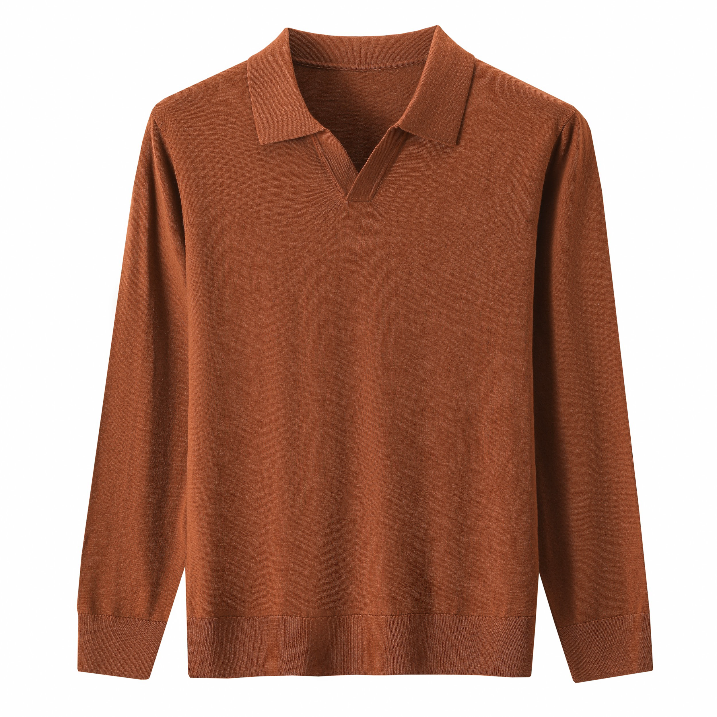 Rust Polo Open Collar Knit