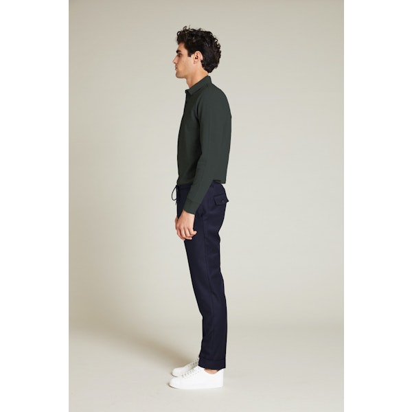 InStitchu Collection Murray Green Cotton Long Sleeve Polo
