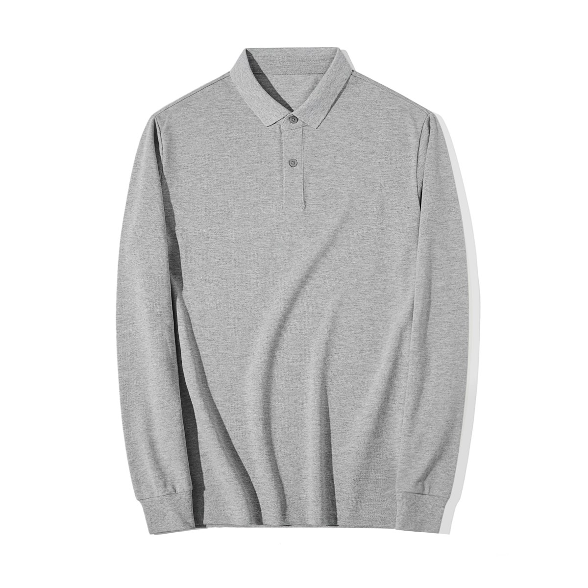 InStitchu Collection Murray Grey Cotton Long Sleeve Polo