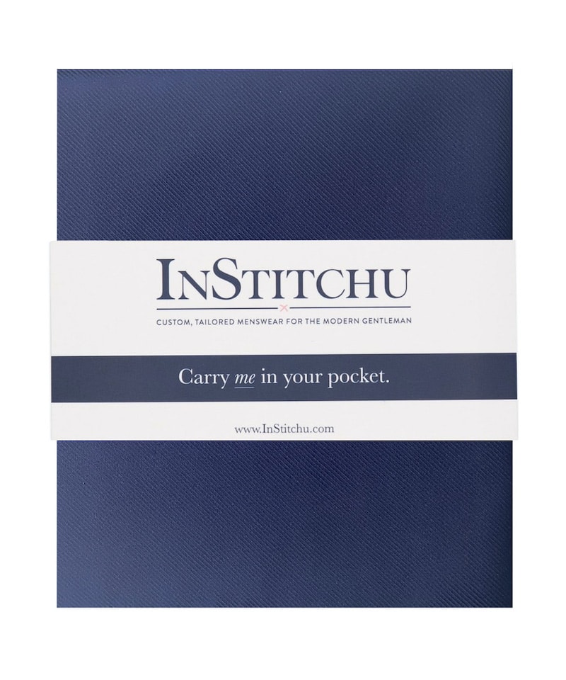 InStitchu Collection The Barrata Navy Plain Silk Pocket Square