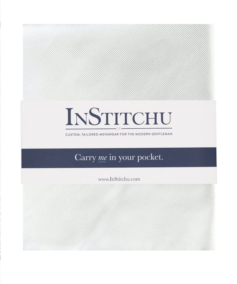 The Brienza White Plain Silk Pocket Square