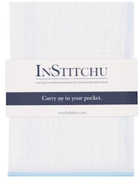 InStitchu Accessories pocket-square The Lawson Linen White & Baby Blue Trim Pocket Square