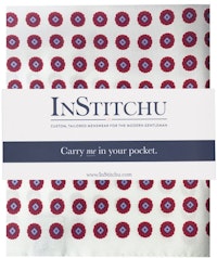 InStitchu Collection The Matera White, Red and Blue Emblem Silk Pocket Square