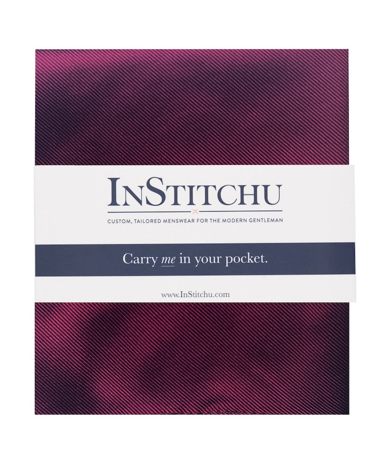 InStitchu Collection The Picerno Maroon Plain Silk Pocket Square
