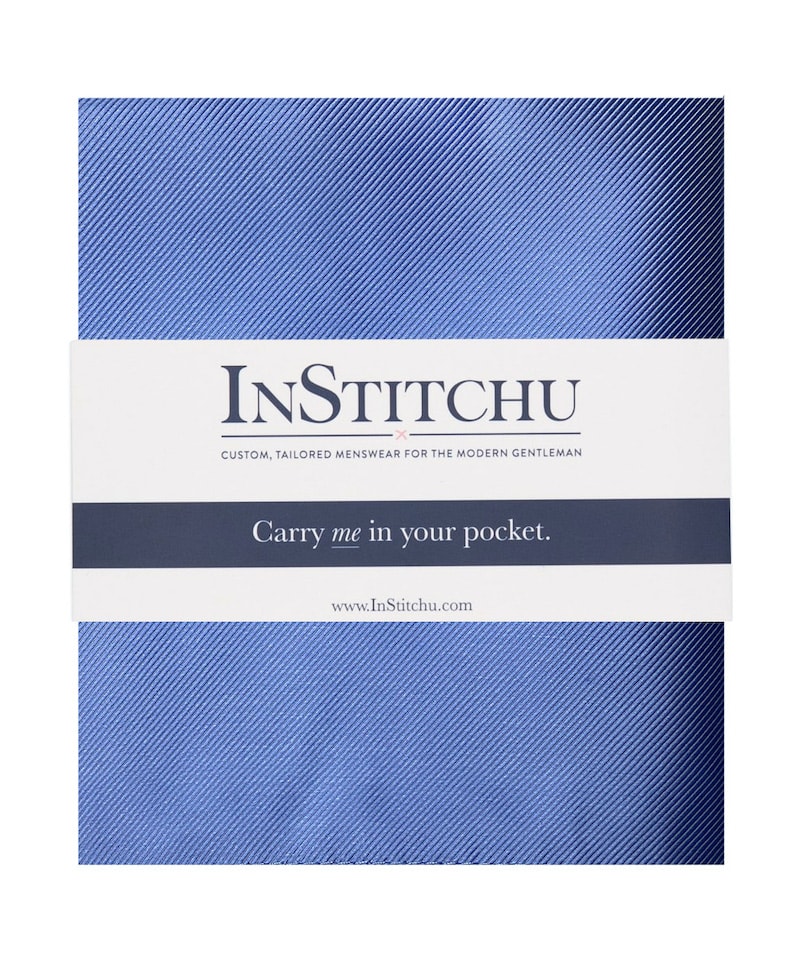 InStitchu Collection The Trivigno Baby Blue Plain Silk Pocket Square