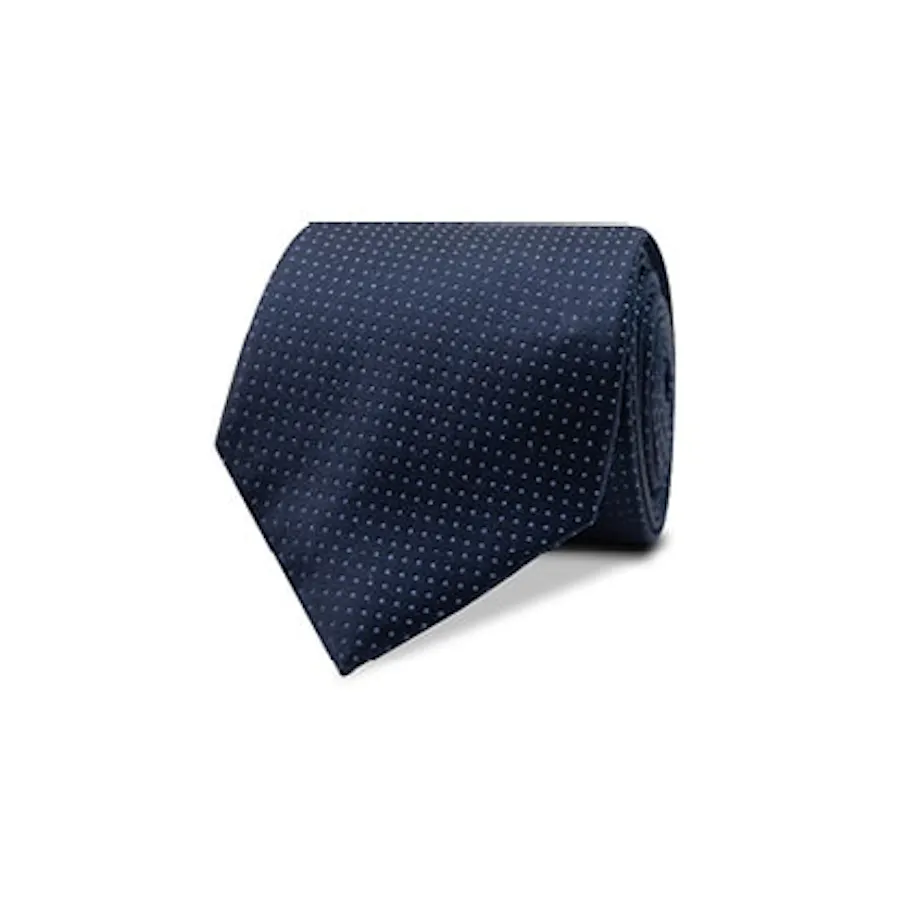InStitchu Essentials Accessories Tie Clovelly White Spotted Navy Silk Tie