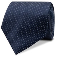 InStitchu Essentials Accessories Tie Clovelly White Spotted Navy Silk Tie