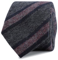 InStitchu Essentials Accessories Tie Coogee Navy, Deep Grey and Mauve Striped Cotton Tie
