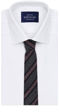 InStitchu Essentials Accessories Tie Coogee Navy, Deep Grey and Mauve Striped Cotton Tie