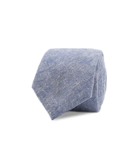 InStitchu Essentials Accessories Tie Cottesloe Mid-Blue and White Cotton and Linen Tie