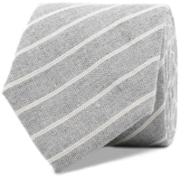 InStitchu Essentials Accessories Tie St Kilda Striped Grey Linen and Cotton Tie