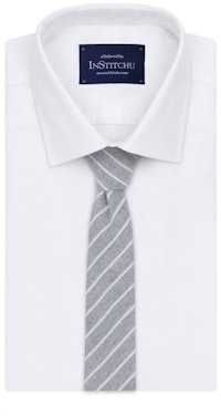 InStitchu Essentials Accessories Tie St Kilda Striped Grey Linen and Cotton Tie