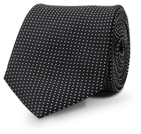 InStitchu Essentials Accessories Tie Clovelly White Spotted Black Silk Tie