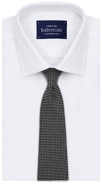 InStitchu Essentials Accessories Tie Clovelly White Spotted Black Silk Tie
