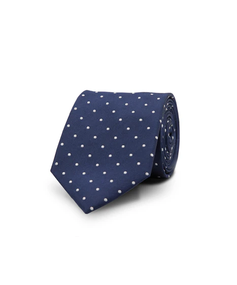 InStitchu Essentials Accessories Tie Bondi White Spotted Dark Navy Silk Tie