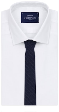 InStitchu Essentials Accessories Tie Whitehaven Deep Navy Blue and White Pinstripe Wool Blend Tie