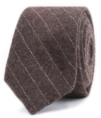 InStitchu Essentials Accessories Tie Sorrento Earthy Brown and White Pinstripe Wool Blend Tie 