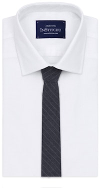 InStitchu Essentials Accessories Tie Camp Cove Charcoal and White Pinstripe Wool Blend Tie