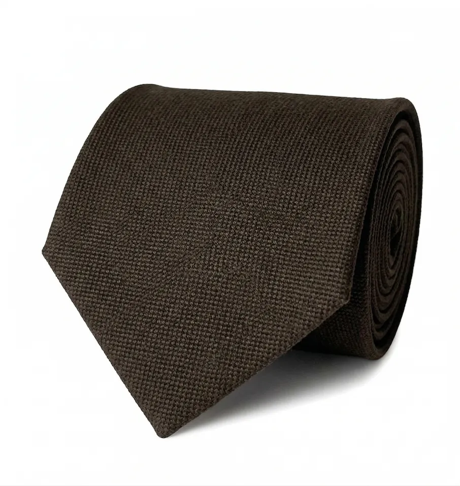 Brown Cotton Silk Tie