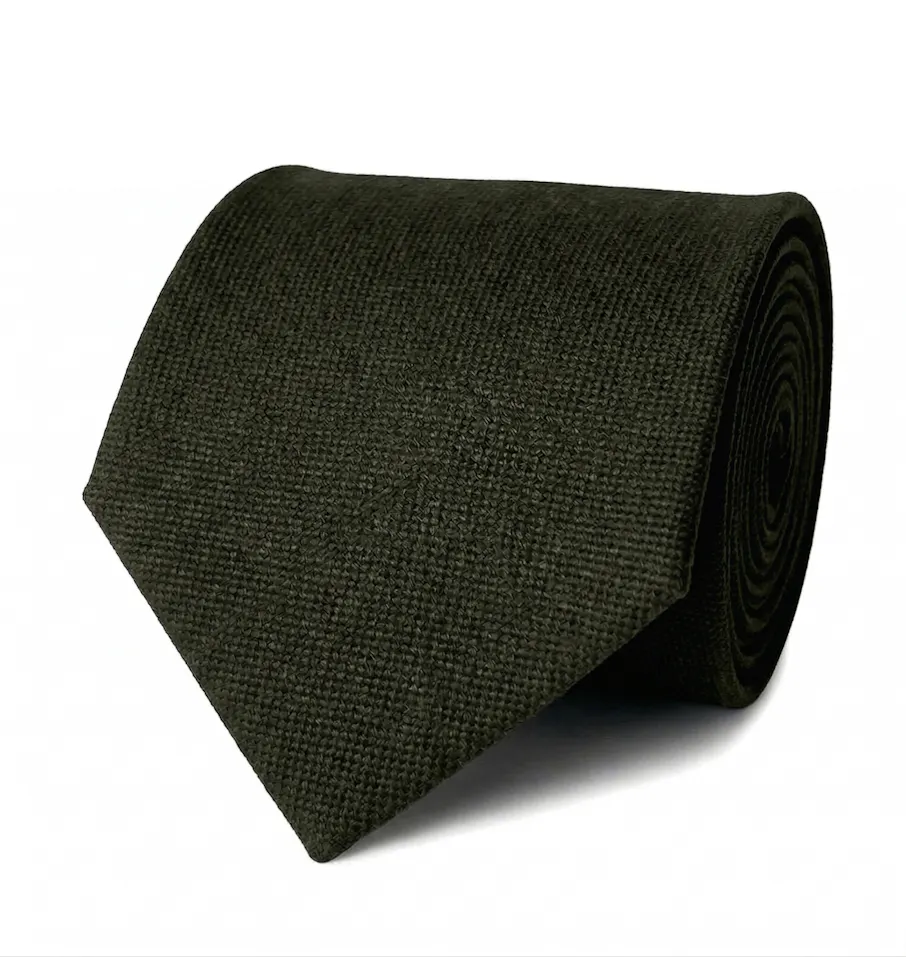 Green Cotton Silk Tie