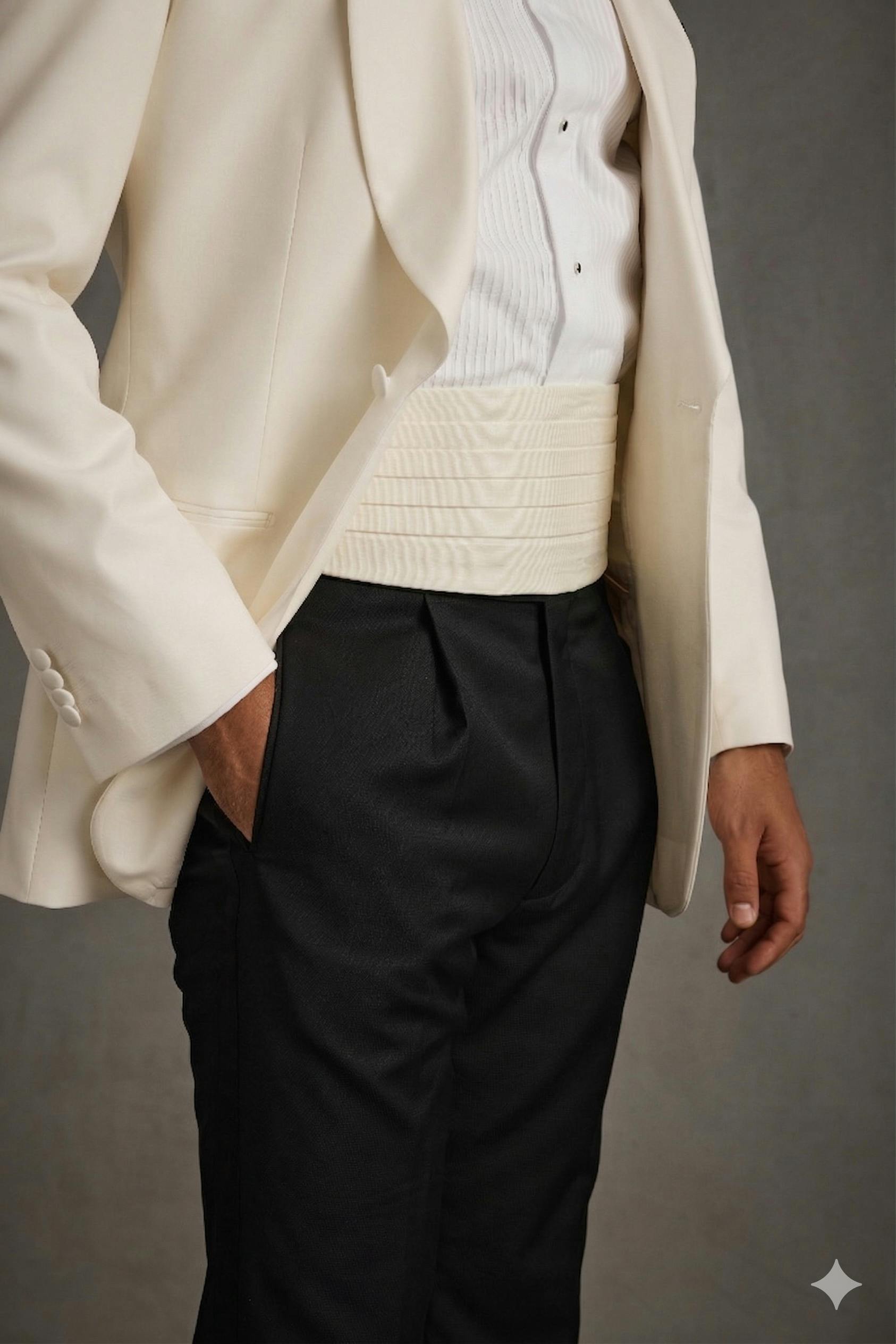 Off White Cummerbund - Grosgrain