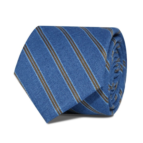 InStitchu Accessories Taylors Striped Mid Blue Cotton Tie