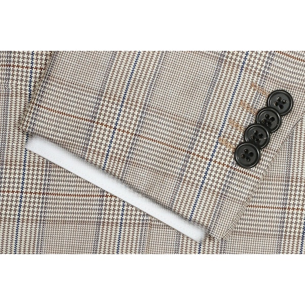 InStitchu Collection Brown Glen Plaid Wool and Linen Blend Jacket