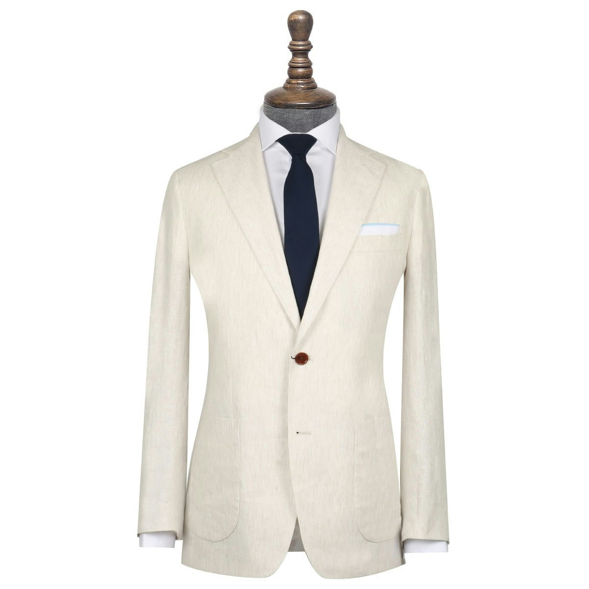 InStitchu Collection Cream Linen Blend Casual Jacket