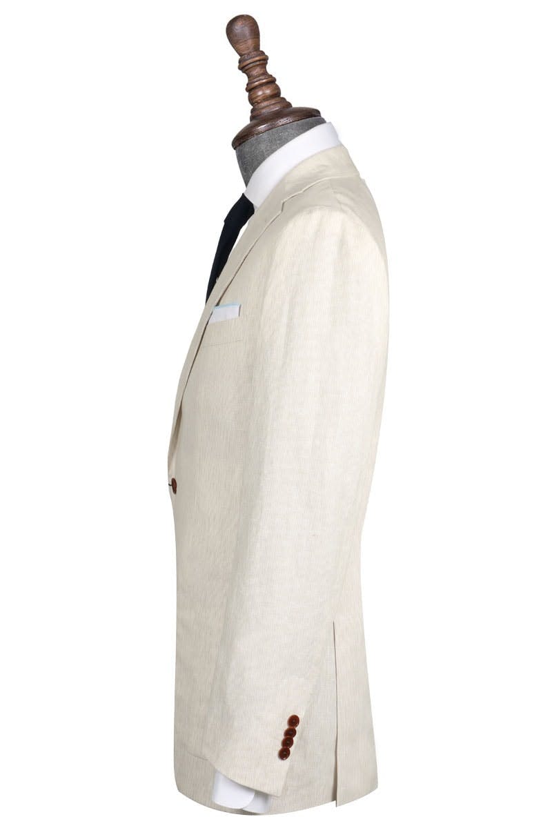 Cream Linen Blend Casual Jacket Men's Custom Jacket InStitchu